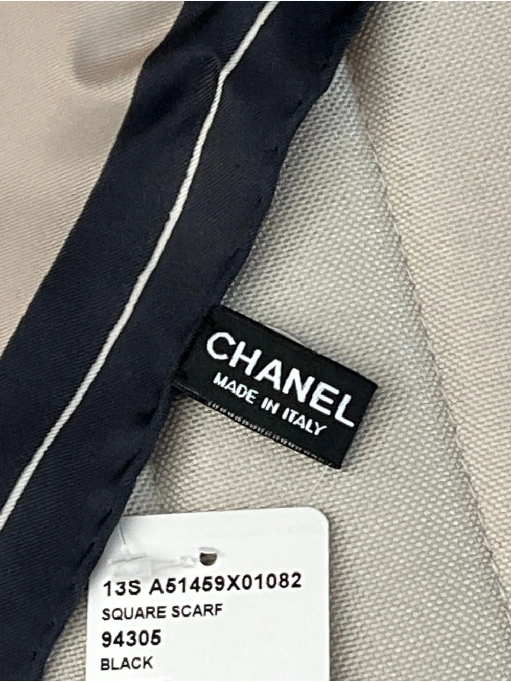CHANEL icon motifs silk scarf with original packaging tags